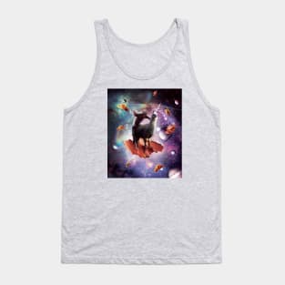 Sloth Riding Unicorn Llama on Bacon in Cosmos Tank Top